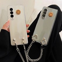 사은품/갤럭시 Z폴드4 Z폴드3 ZFold4 ZFold3 F736 F726 제트폴드4 지폴드3 폴더블폰 스마일 포인트 디자인 체인 목걸이 스트랩 줄 투명 슬림 하드 케이스