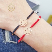 14k 스마일 코인 매듭 끈 팔찌 남자 여자