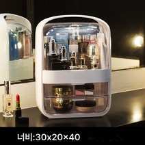 화장품 수납함 다용도 LED 거울 수납함 가정용 탁상 화장대 수납 화장함, 오버사이즈 크리스털 화이트, 1개