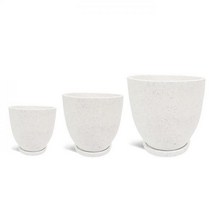 마이플랜트 FRP 화이트 테라조 단지형 화분 받침세트