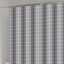 키밍 북유럽 욕실 커튼 체크 모던 불투명 파티션 샤워, 180x180cm