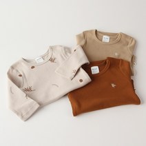 리코타입 낙우송 바디슈트 : 봄 가을 겨울 부드러운 이중쟈가드 신생아 스냅형 바디슈트