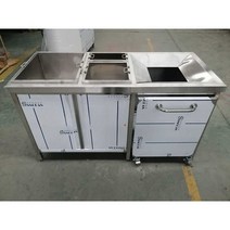 잔반 처리대 영업용 배식대 음식물 급식실 짬통 선반, 160x70x80 바퀴+손잡이