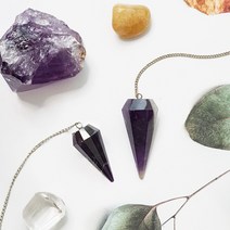 젠힐링샵 자수정 펜듈럼 / 탄생석 수맥 다우징 펜던트 수정 크리스탈 천연원석
