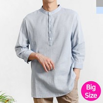 빅사이즈 남자 7부 라이트 면 남방