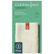 Cleanlogic 바디 각질 제거 천 신축성 있는 스포츠 각질 제거 목욕 및 샤워 수건 운동 후 클렌징에 이상적 데일리 스킨 케어 도구 3개입 밸류 팩, Sustainable - Stretch Cloth_3
