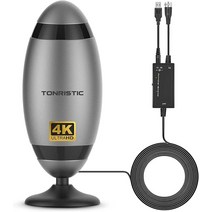 Tonristic TV 안테나 최신 HDTV 실내/실외 디지털 최대 500 마일 범위 앰프 신호 부스터 포함 4K HD VHF UHF 로컬 채널용 5m16.5피트 동축 케이블 모든