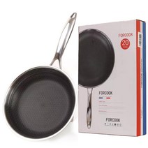Forcook 눌어붙음 방지 스테인리스 스틸 프라이팬, 1개, 20cm