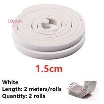 2pcs 자기 접착 성 도어 창 씰링 스트립 스폰지 폼 방음 테이프 방풍 방진 도어 및 창 갭 씰 스트립, 01 White 1.5cm 2 rolls