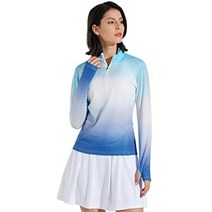Libin 여성용 UPF 50 긴소매 골프 셔츠 자외선 차단 하프 지퍼 SPF UV 테니스 러닝 하이킹 아웃도어 상의 01라이트 그레이. XLarge, Small, 02-gradient Ramp-blue