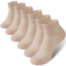 CORFUN5E 여성용 러닝 양말 발목 통기성이 좋고 부드러운 하이킹 사이클링 여행용 white 화이트x6 113694, 베이그ex6
