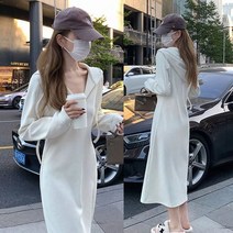 후드 롱티 원피스 슬림핏 트레이닝 롱원피스 데일리 캐주얼 여성의류 긴팔원피스 2컬러