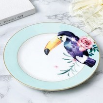 YeFine도자기 식기 플래터 스테이크 과일 디너 플레이트 플랫 접시 식기 세트, 8 inch C