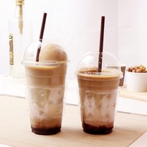 테이크아웃 일회용 플라스틱 투명아이스컵 14온스 92파이 PET컵 + 돔뚜껑 세트, 1box, 1000개입