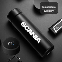 써모스탯 써모스텟 500ml 휴대용 자동차 스마트 보온병 머그 보온 컵 온도 디스플레이, 푸른