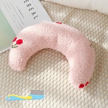 화양년화 강아지 고양이 꿀잠 반달베개 쿠션+반려동물 빗 1개, 핑크