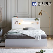 동서가구 소프 인싸 LED 호텔 수납 침대 프레임+본넬양면 매트리스(슈퍼싱글/ 퀸/ 킹), 화이트
