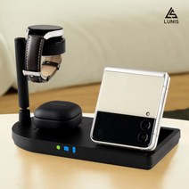 루니스 3in1 무선 충전기 LED 시계 감성 인테리어 아이폰 갤럭시 고속 충전기, 서포트41 충전기(블랙_삼성용)