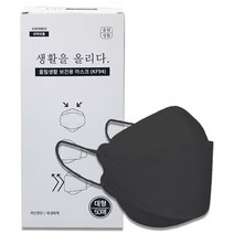 올림생활 보건용 마스크 대형 KF94, 25매입, 2박스, 블랙