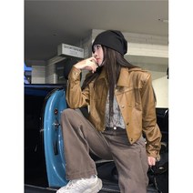 스탠다드 포켓 세미 걸그룹 간절기 스타디움 박시 여성 크롭 라이더 자켓 아우터 레더 스트리트