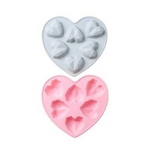 이홈베이킹 크리스탈하트 실리콘몰드 6구 2종 세트, 블루+핑크, 6세트