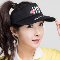 휴스토니 플라워 썬캡 골프 모자 여성 자외선차단 햇빛가리개 골프 모자, 휴스토니 플라워 썬캡=블랙