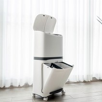 이동식 스탠드 대용량 분리수거함 가정용 휴지통 뚜껑형 비닐 쓰레기통 40L 3단 2단, 3단(서랍형)-스티커포함