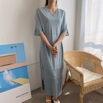 여름 슬릿넥 스카시 찰랑 니트 롱 원피스 5color 시원한 소재 임산부