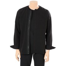 유니 코튼혼방 세미오버핏 노카라 집업 셔츠 O202SH020P