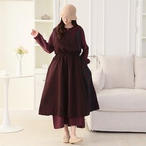 코지일이삼 코지 여자 앤틱 생활한복 레이어드 체크조끼 롱원피스 (9649325)