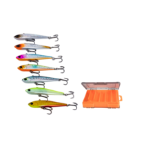 LEYDUN 바다루어미끼 7가지 컬러 세트, 미끼 7개+이중 케이스