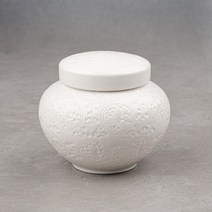 [성연티세라] 백자 운학 스쿠류 뚜껑 단지 (1.2kg) 꿀단지 경옥고단지 소금단지, 1개