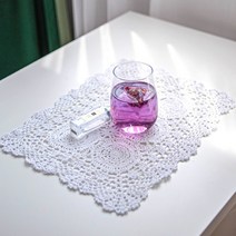 사각 쉘 플라워 도일리페이퍼 레이스 테이블매트 협탁보 홈카페 인테리어 소품, size:40cmx30cm, 화이트