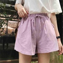 [리더스] 여자 허리밴딩 데일리 린넨팬츠 면 반바지 숏팬츠