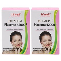 [하이웰-공인해외직구]프리미엄 플라센타 양태반 42000+포도씨유+콜라겐 60정 X 2개, 1세트