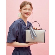 21FW [BONNIE] 네이비 배색 캔버스 토트백 JLBA1F565N2