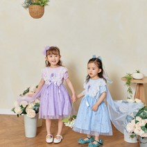 [이모맘] S/S 디즈니정품 겨울왕국 망토 레이스 엘사 반팔 샤원피스 여아냘개공주원피스 SE02