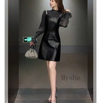 [Myshe]여성 겨울 패션 투피스 슬림핏 가죽 원피스 세트 k4 S0011217