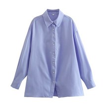 PB&ZA Women Blouses Fashion Casual Office Lady Chic Tops Slit Long Sleeve Single Breasted Loose