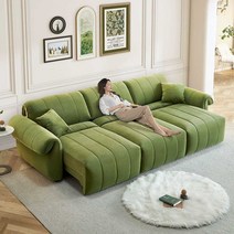 길이 조절 소파 전동 고급 sns 소파베드 스마트 쇼파, 4.05M 4인용 (가죽 브라운)