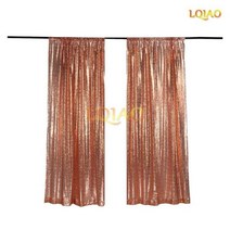 2 패널 피트 x 8 실버 쉬머 스팽글 패브릭 사진 부스 배경 커튼 웨딩 파티 장식, 2pc 2x12ft-60x360cm, Copper Gold