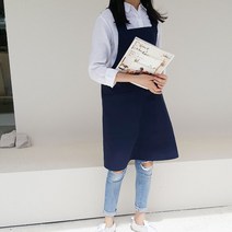 방가지똥 앞치마 심플 네이비 린넨 앞치마, 1개