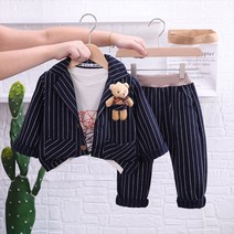 몽실이 곰장식 정장 3pcs 돌복 행사복 남아 유아 긴팔 상하복