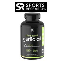 스포츠 리서치 식물성 마늘 갈릭 오일 파슬리 & 엽록소 함유 비건 소프트젤 150개, 1개, 기본