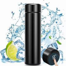 디지탈 보온 보냉 온도표시 스텐 스마트 텀블러, 블랙, 1개