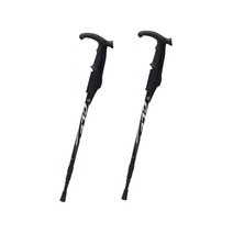 CLEYE 3단 등산스틱 T자형 2p, 블랙