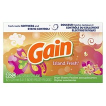 게인 건조기시트 아일랜드 프레쉬 120장 Gain Dryer Sheets Freshlock Island Fresh Scent, 1팩