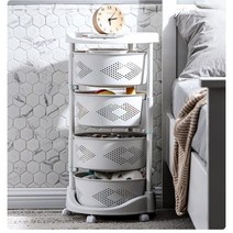 Apnoo 원형 트롤리 가정용 멀티 회전 이동식 선반 주방트롤리, 4층