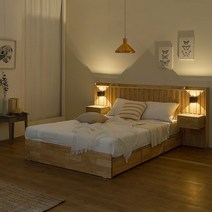 리버퍼니쳐 이레인 호텔식 Q 원목침대+협탁2+본넬매트 RH0324, 월넛