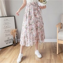 [무슈봉] 플라워 쉬폰 캉캉 밴딩 여름 롱 스커트 3col